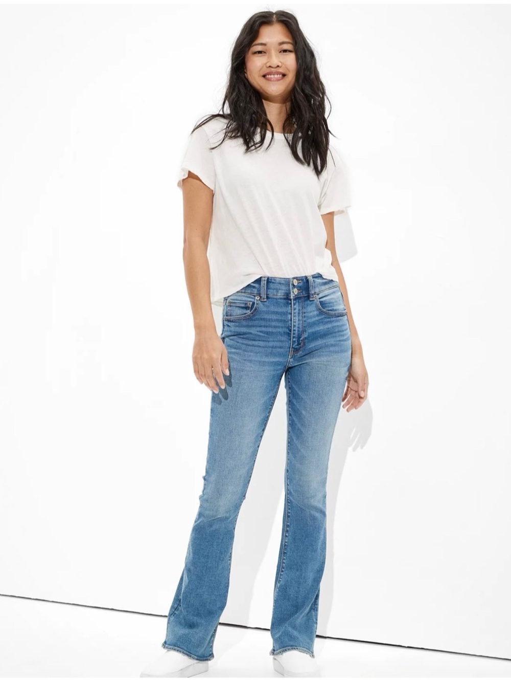 American Eagle Women’s Sz 12 High Rise Jeans Artist Flare Stretch Denim